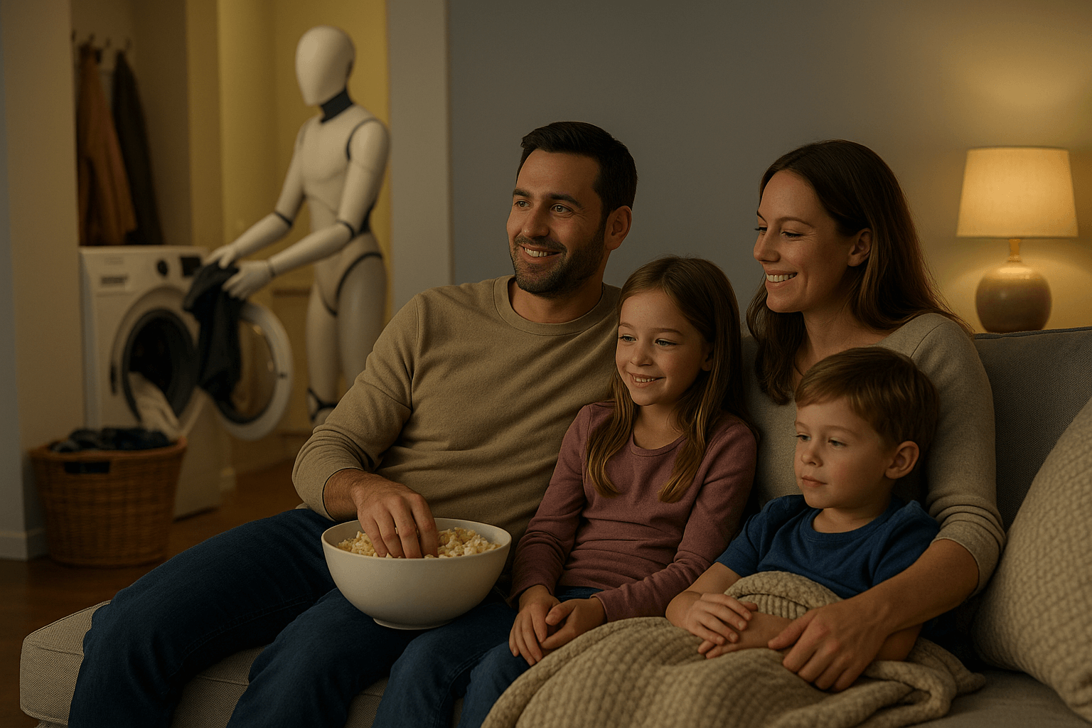 Robot humanoid putting dishes in the dishwasher